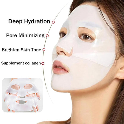 Deep Collagen Face Mask, Bio-Collagen Korean Overnight Hydrogel Mask, anti Wrinkle Firming Lifting Korean Collagen Films for Improve Skin Elasticity,Firming and Moisturizing 5 Pack