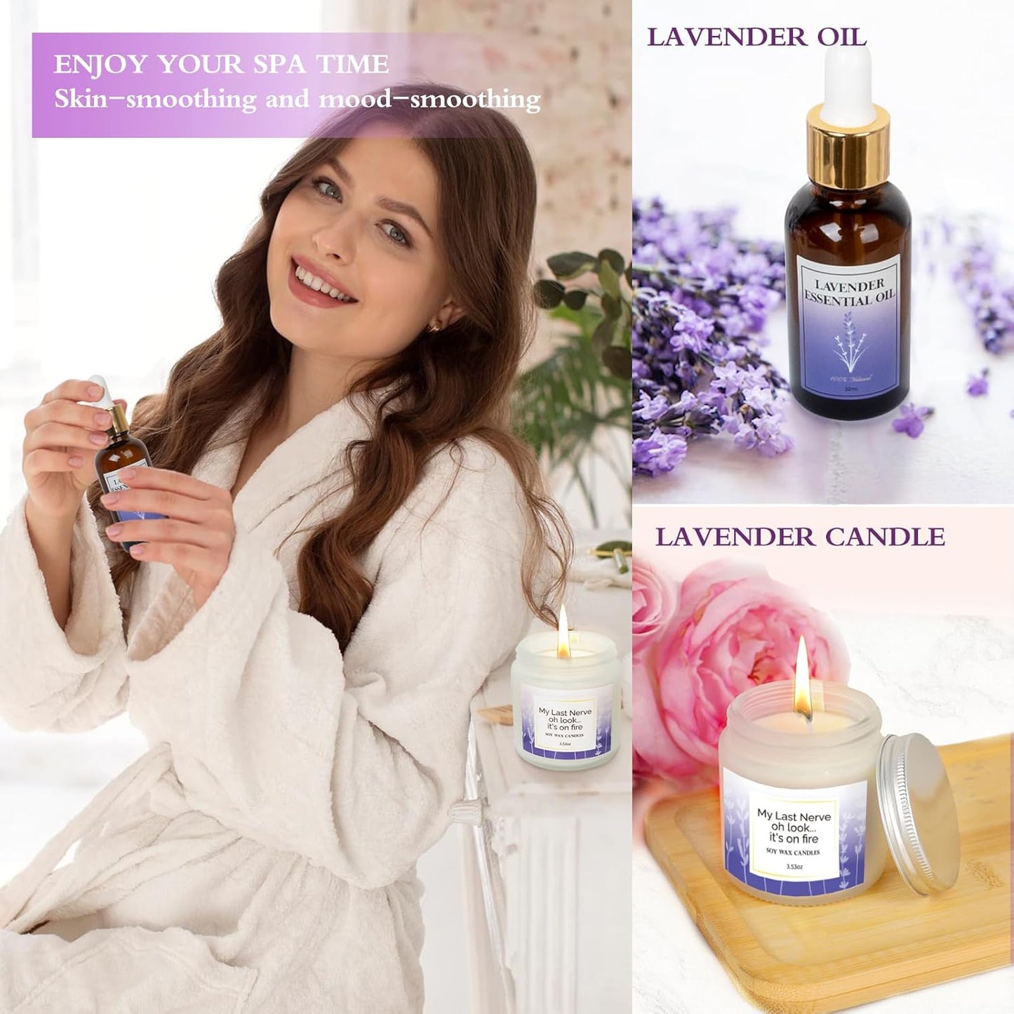 Lavender Gifts for Women - Care Package Relaxing Gifts - Lavender Spa Gifts Set, Self Care Gift for Women, Gift Baskets for Women Her Friend Sister Mom Wife, Christmas Lavender Gift Basket Ideas