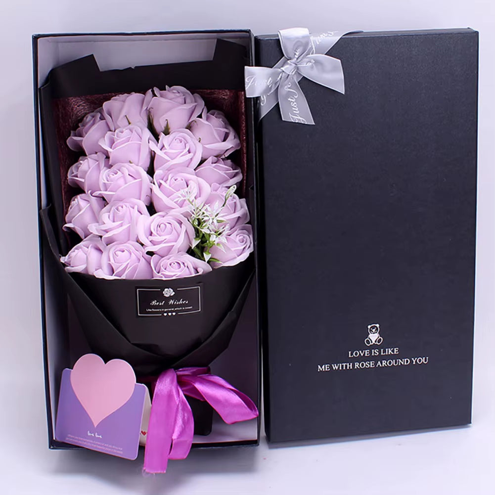 18Pcs/Box Soap Flower Bouquet Beautiful Flora Scented Bath Soap Flower in Gift Box for Anniversary Valentine'S Day Mother Day