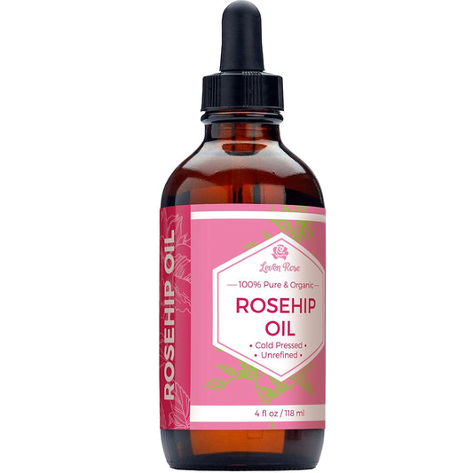 Rosehip Seed Oil for Face 4 Oz - Pure Rosehip Oil for Face - Unrefined Cold Pressed Rosehip Oil for Body - Nighttime Face Moisturizer for Hair, Skin & Nails