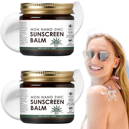 Beef Tallow Sunscreen - Beef Tallow and Zinc Sun Balm, Grass Fed Beef Tallow with SPF 50, Non-Nano Zinc Oxide Sunscreen, Natural Sunscreen Tallow Moisturizer for All Type Skin (2PC)