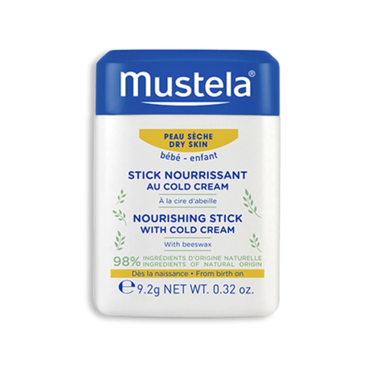 Mustela Baby urishing Stick - Lip & Face Moisturizer for Dry Skin - with Natural Avocado, Cold Cream & Beeswax - 0.32 Oz. - Packaging May Vary