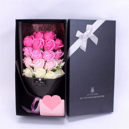 18Pcs/Box Soap Flower Bouquet Beautiful Flora Scented Bath Soap Flower in Gift Box for Anniversary Valentine'S Day Mother Day