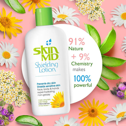 Skin MD Shielding Lotion for Face, Body & Hands 8Oz with Dispenser- Helps with Eczema & Psoriasis! the Natural Dry Skin Remedy to the Things That Dry Your Skin